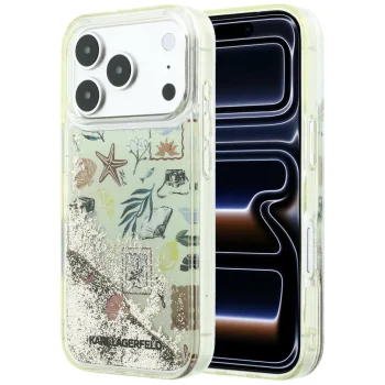 Чехол Karl Lagerfeld Liquid Glitter Beach & Sand для iPhone 17 Pro / 18 Pro, бежевый