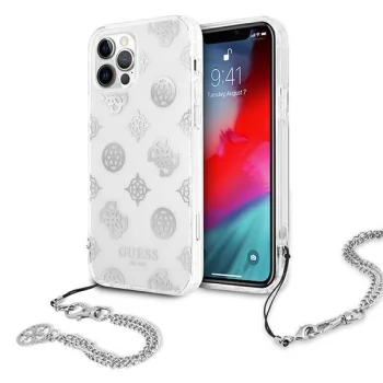 Apple iPhone 12 Pro Max 6.7'' Guess Peony Chain Collection Case Cover (GUHCP12LKSPESI), Silver | Чехол Кейс...