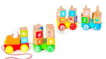 Izglītojošs koka vilciens ar alfabēta klucīšiem ECOTOYS
