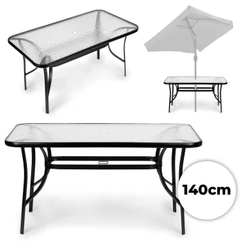Multigarden SC-094 dārza galds ar stikla virsmu, 140x80 cm, melns