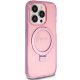Guess Ring Stand Script Glitter MagSafe apvalks iPhone 15 Pro - rozā krāsā | case for pink