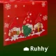 Новогодняя дорожка на стол Ruhhy с гномами 180x40 см, красная