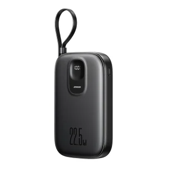 Joyroom JR-PBF18 22.5W 10000mAh Powerbank with Built-in Lightning Cable + USB-C Cable 0.25 cm - Black