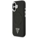 Guess iPhone 17 vāciņš PU Leather Case Triangle Logo MagSafe, melns