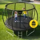 4FIZJO PRO dārza batuts ar iekšējo tīklu un kāpnēm 305 cm 10FT, melns