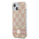 Чехол DKNY для iPhone 15 IML Checkered Mono Pattern & Printed Stripes MagSafe, розовый