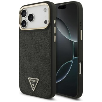 Guess 4G Triangle Logo MagSafe vāciņš iPhone 17 Pro Max - melns un zelta | Phone Case Cover Black And Gold