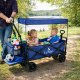 Ikonka LUARO KX2841 saliekams pludmales ratiņi ar jumtiņu un tīklu, 120L, tumši zili