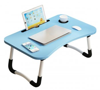 Portatīvs Saliekams Datora Laptopa Grāmatas Galds Statīvs Paliktnis Paaugstinājums, Zils | Portable Laptop Desktop Table Book Stand