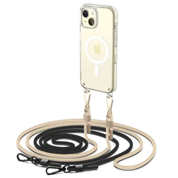 Apple iPhone 15 6.1'' Tech-Protect FlexAir Chain MagSafe Cover Case, Black and Beige | Telefona Maciņš Vāciņš...