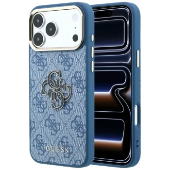 Guess 4G & Big Resin Logo Case for iPhone 17 Pro Max / 18 Pro Max, Light Blue