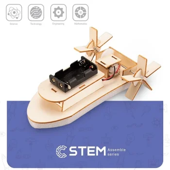 Деревянный конструктор Колёсный пароход, обучающая STEM-игрушка