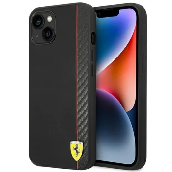 Ferrari iPhone 14 Plus Case On Track Stripe Carbon, Black