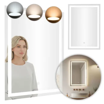 ModernHome LED Vannas Istabas Spogulis 50x70 cm ar Skārienjutīgu Slēdzi