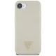 Guess Grained Hot Stamp Peony Triangle Logo MagSafe vāciņš iPhone 16e bēšs