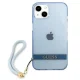 Чехол Guess Translucent Strap для iPhone 13 с ремешком, синий