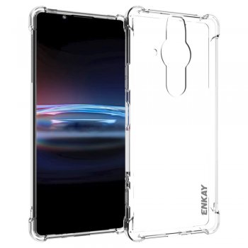Sony Xperia Pro-I ENKAY Reinforced Corners Anti-slip Crystal Clear Protective Cover Case | Caurspīdīgs Silikona...