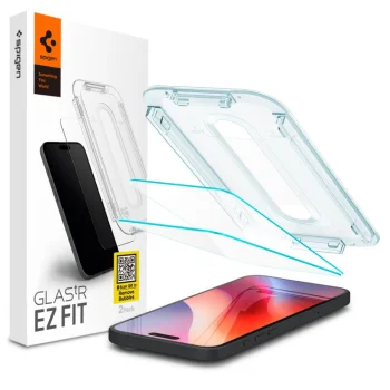 Apple iPhone 16 Pro / 17 / 17 Pro 6.3" Spigen "EZ FIT" Tempered Glass Screen Protector 2 pcs. | Telefona Ekrāna...