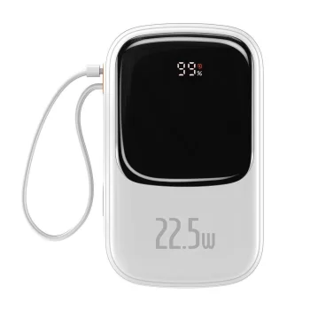 Внешний аккумулятор Baseus Qpow Digital Display 20000mAh 22.5W с кабелем USB-C белый