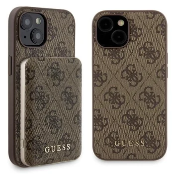 Комплект Guess для iPhone 15: чехол и 5000mAh MagSafe повербанк, коричневый