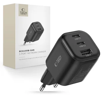 Сетевое зарядное устройство Tech-Protect NCA100W-GaN 100W (Черный)
