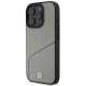 Чехол BMW для iPhone 16 Pro Sign Leather Textured and Line MagSafe, серый