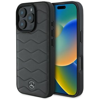 Mercedes MB Waves Ādas iPhone 16 Pro Max korpuss - pelēks | Leather Case Gray