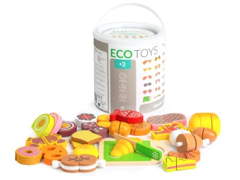 Деревянный набор продуктов для резки Ecotoys, 23 предмета