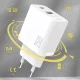 Tīkla lādētājs Dudao A26TEU GaN 25W USB-A un USB-C - Balts