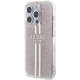 Guess iPhone 15 Pro Case IML 4G Gold Stripe, Pink
