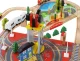 Bērnu Spēļu Rotaļu Koka Dzelzceļš Vilciena Sliežu Trase ar Vilcieniem, 88 elementi | Kid\'s Wooden Railway Train...
