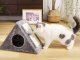 Triangle Cat Scratcher House with Bed and Toy Ball, Grey
