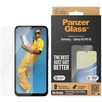 PanzerGlass Ultra-Wide Fit rūdīts stikls priekš Samsung Galaxy A15 / 5G | Tempered Glass for