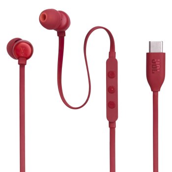 JBL Tune 310C austiņas ausīs ar USB-C, sarkanas