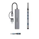HUB 7 portu ieeja 2in1: USB-A/USB-C / izeja: uSB-A 2.0 + 1x 3.0 2x USB-C kabelis 0,17 m - pelēks | 7-port input...