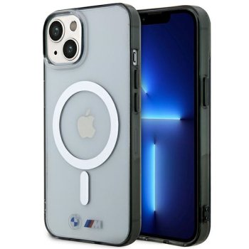 Чехол BMW для iPhone 14 Silver Ring MagSafe, прозрачный