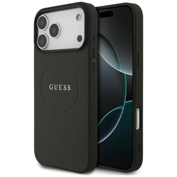 Guess iPhone 17 Pro Max vāciņš Grained Ring MagSafe, melns