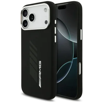 AMG Silicone Oversize Rhombs MagSafe maciņš iPhone 17 Pro Max — melns | Phone Case Cover