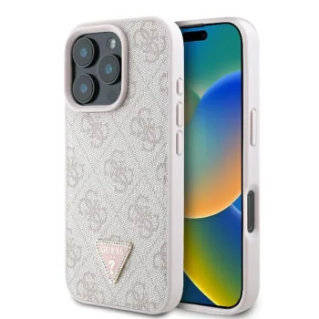 Guess 4G Triangle Strass MagSafe vāciņš Apple iPhone 16 Pro Max, Rozā