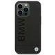 BMW Leather Stamp vāciņš iPhone 14 Pro telefonam, melns