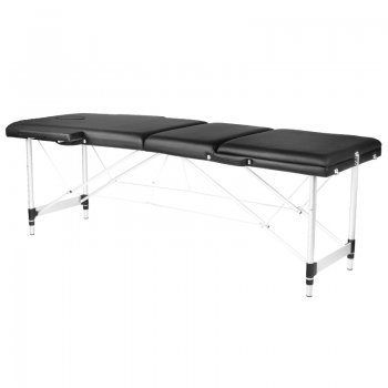 Saliekams masāžas galds, kušete ALUMINIUM COMFORT 3 sekcijas, melns | Foldable massage table 3 sections, black