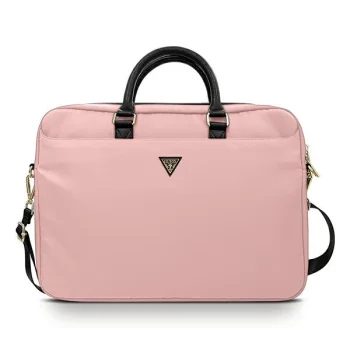 Сумка Guess Nylon Triangle Logo для ноутбука до 16", розовая