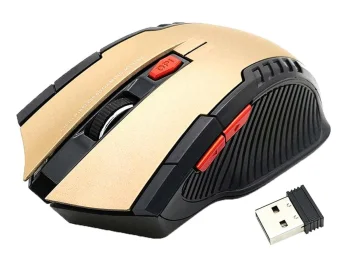 Беспроводная оптическая игровая мышь AK303A, черно-золотая
