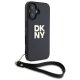 DKNY iPhone 16 Case Wrist Strap Stock Logo, Black