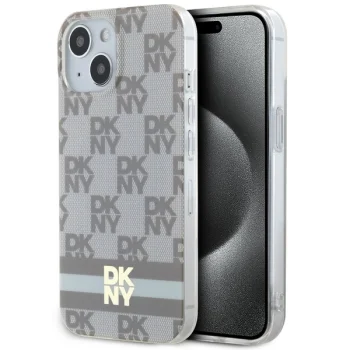 Чехол DKNY для iPhone 15 / 14 / 13 IML Checkered Mono Pattern MagSafe, бежевый