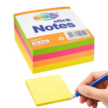 Sticky Notes Set 76x76mm 4x400 Sheets Memo Pads, multicolor