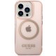 Guess iPhone 14 Pro Max vāciņš Gold Outline Translucent MagSafe Rozā