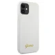 Guess iPhone 12 mini vāciņš Silicone Vintage Gold Logo, balts