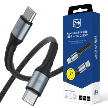 Кабель 3mk Hyper Cable N-SERIES USB-C / USB-C 2м 240W 48V/5A, черный