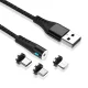 Магнитный кабель 3в1 Maxlife MXUC-02 USB на Lightning/USB-C/microUSB 1 м 2A, Черный